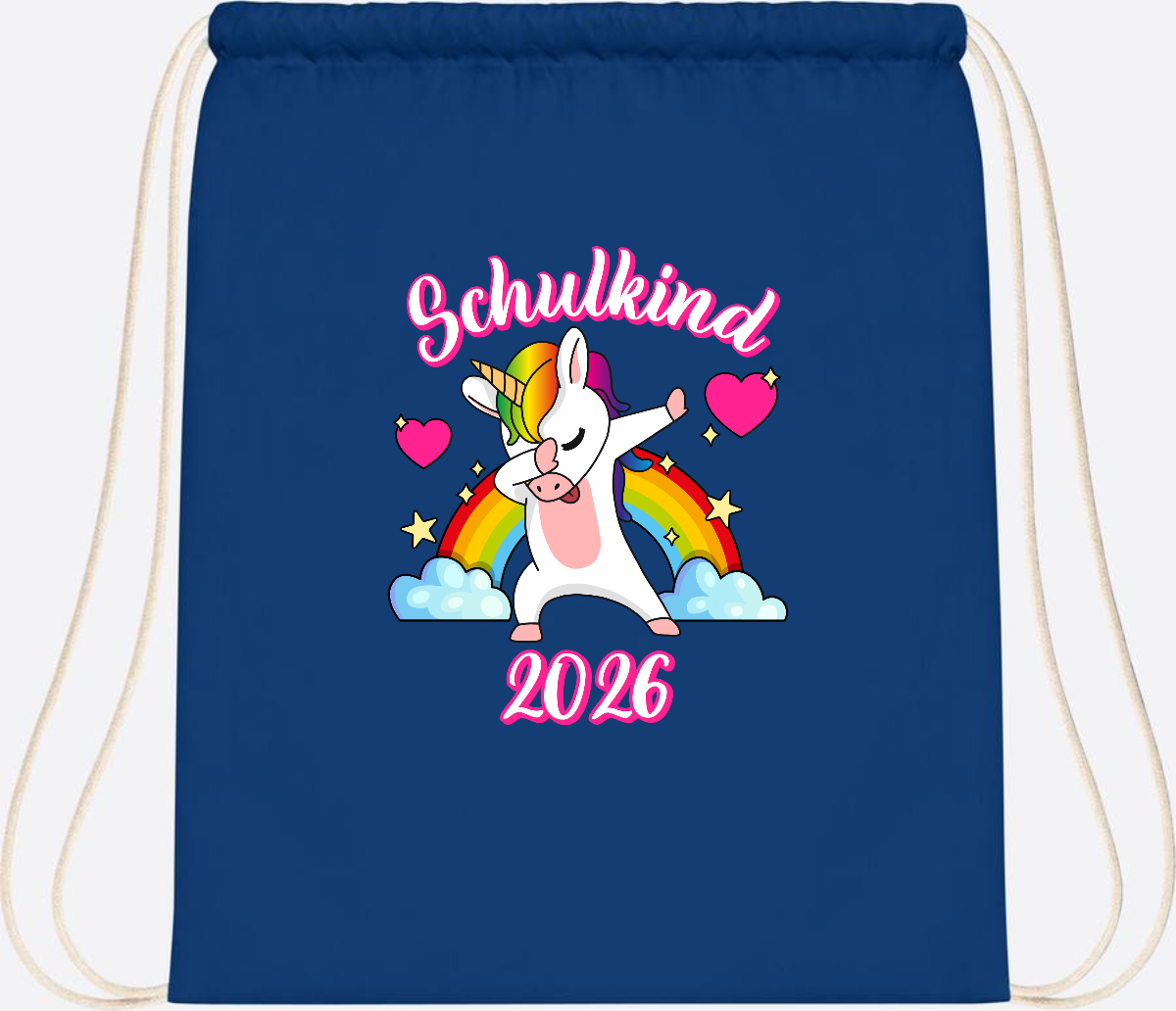 Turnbeutel Schulkind 2025 – Dabbendes Einhorn mit Wunschname - Bright Royal