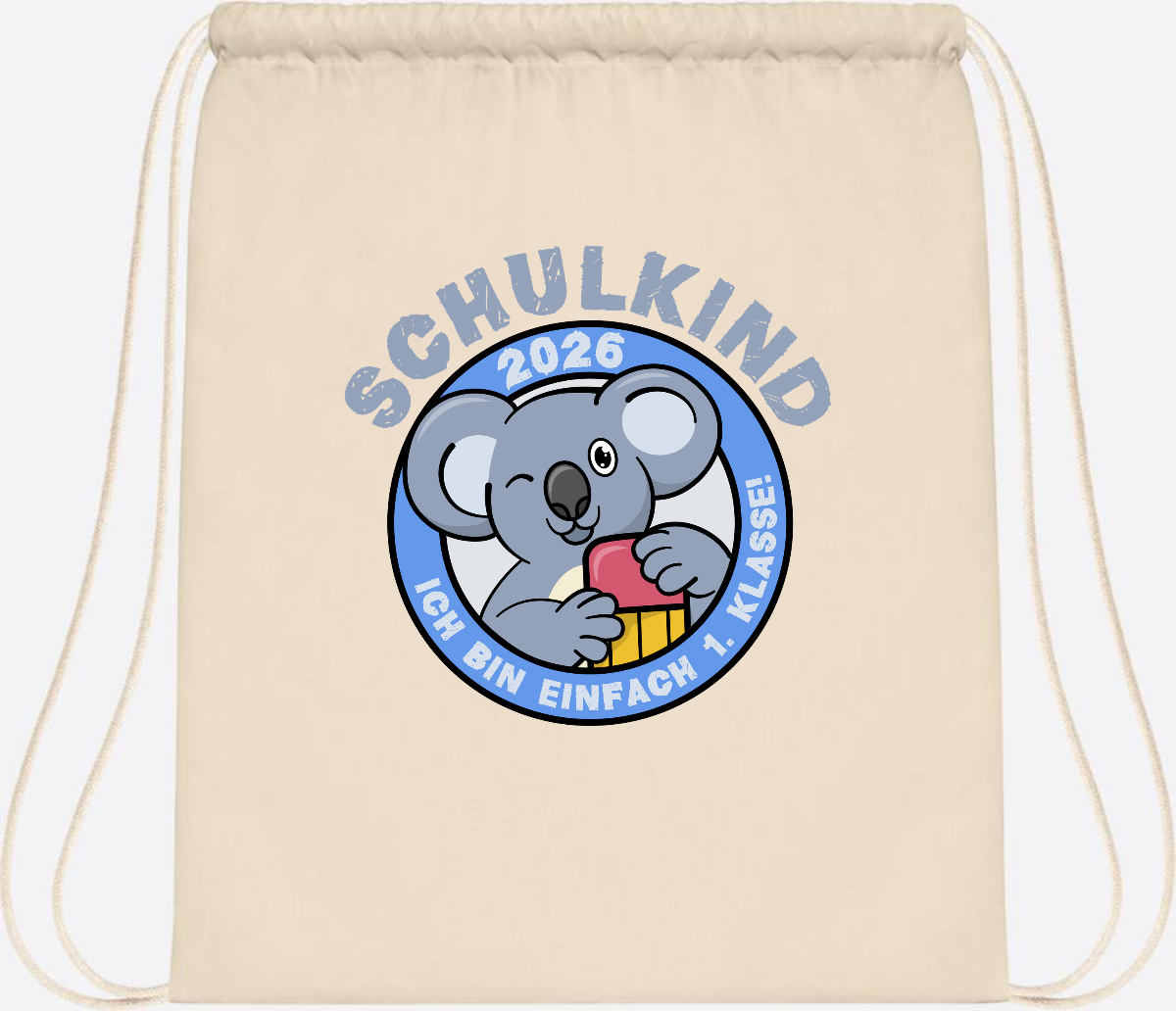 Turnbeutel Schulkind 2026 – 1. Klasse Koala mit Name - Natural