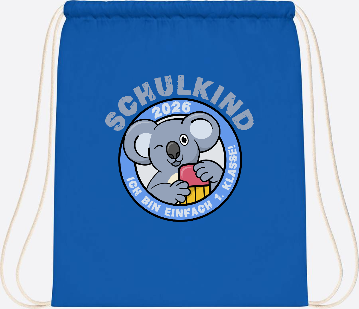 Turnbeutel Schulkind 2026 – 1. Klasse Koala mit Name - Sapphire Blue