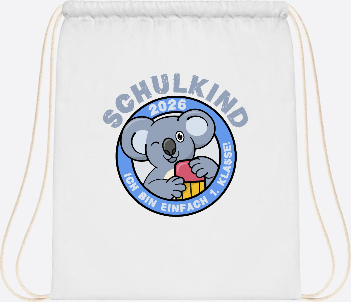 Turnbeutel Schulkind 2026 – 1. Klasse Koala mit Name - White
