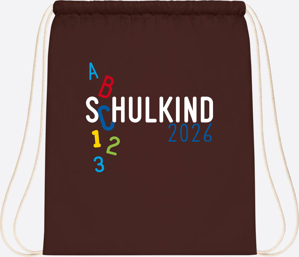 Turnbeutel Schulkind 2026 ABC – Personalisiert mit Name - Chocolate