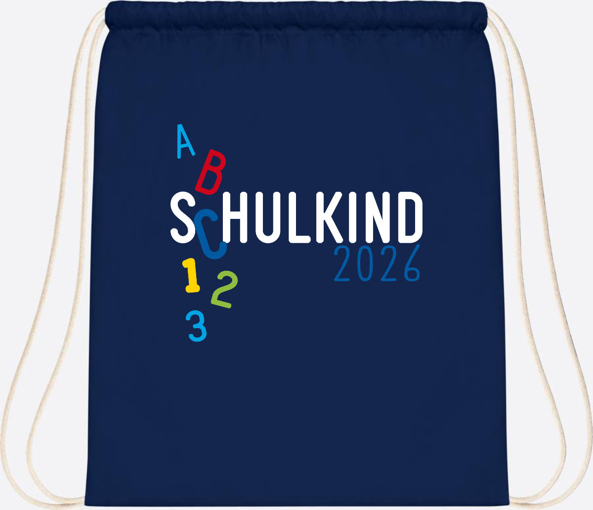 Turnbeutel Schulkind 2026 ABC – Personalisiert mit Name - French Navy