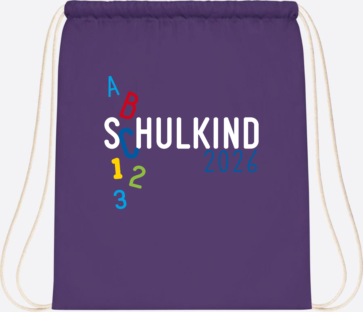 Turnbeutel Schulkind 2026 ABC – Personalisiert mit Name - Purple