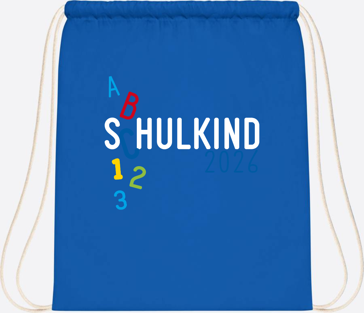 Turnbeutel Schulkind 2026 ABC – Personalisiert mit Name - Sapphire Blue