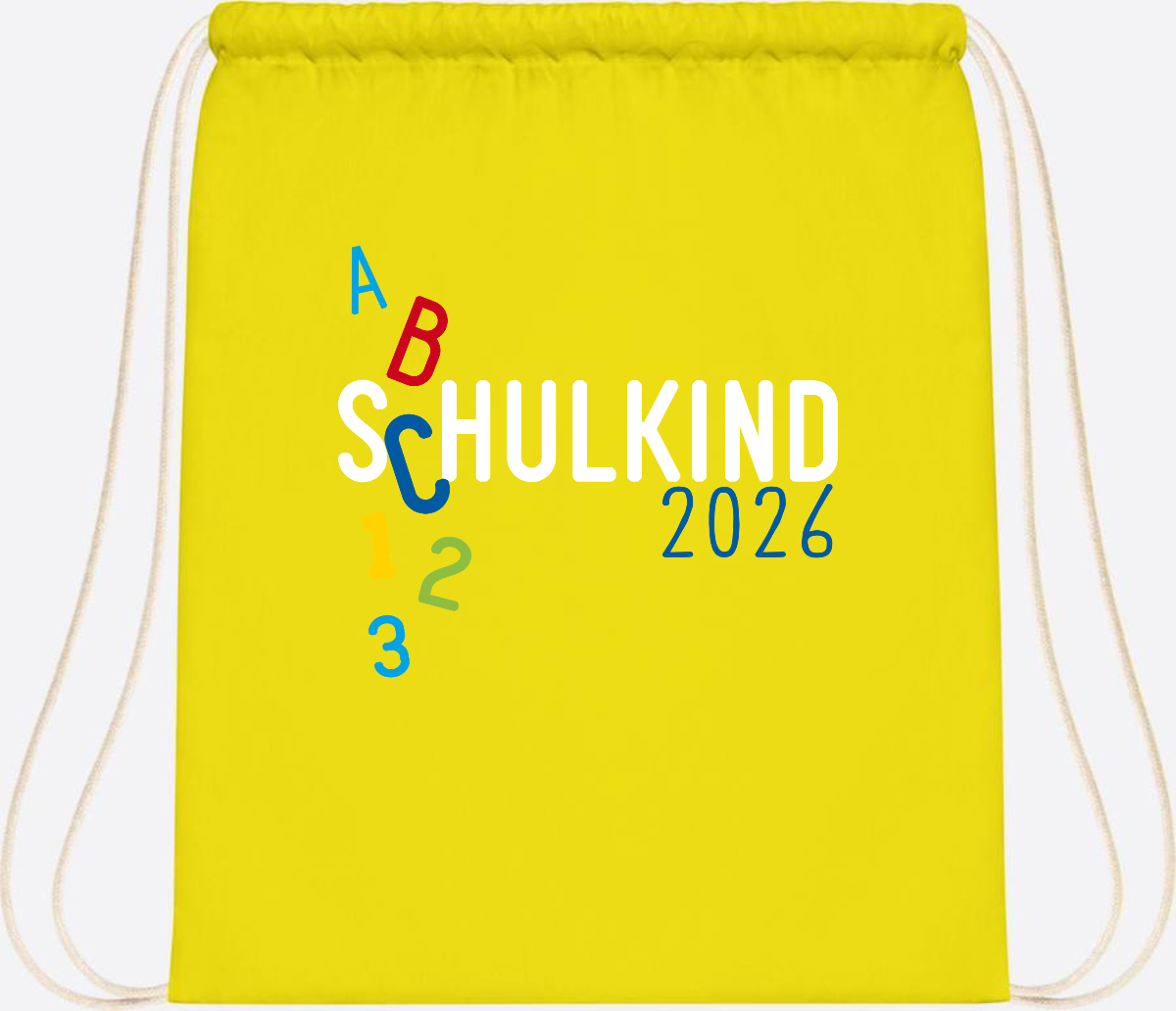 Turnbeutel Schulkind 2026 ABC – Personalisiert mit Name - Yellow