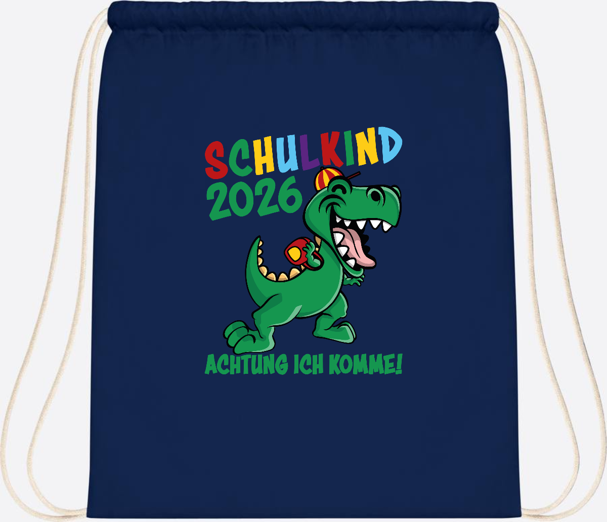 Turnbeutel Schulkind 2026 Achtung ich komme! mit Wunschname - French Navy