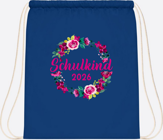 Turnbeutel Schulkind 2026 Blumenkranz mit Name - Bright Royal