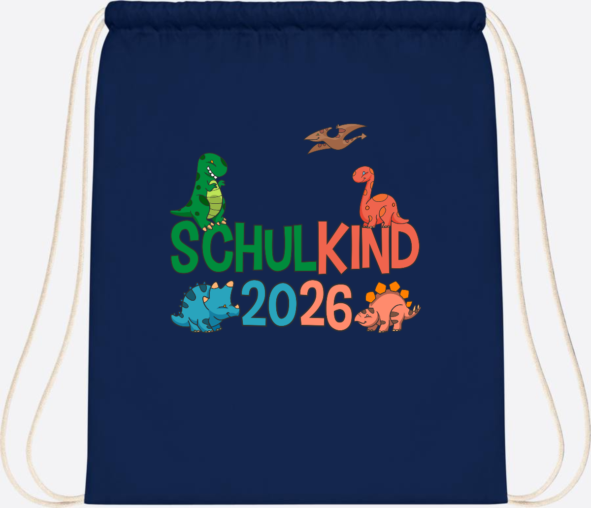 Turnbeutel Schulkind 2026 Dino – Geschenk zur Einschulung - French Navy