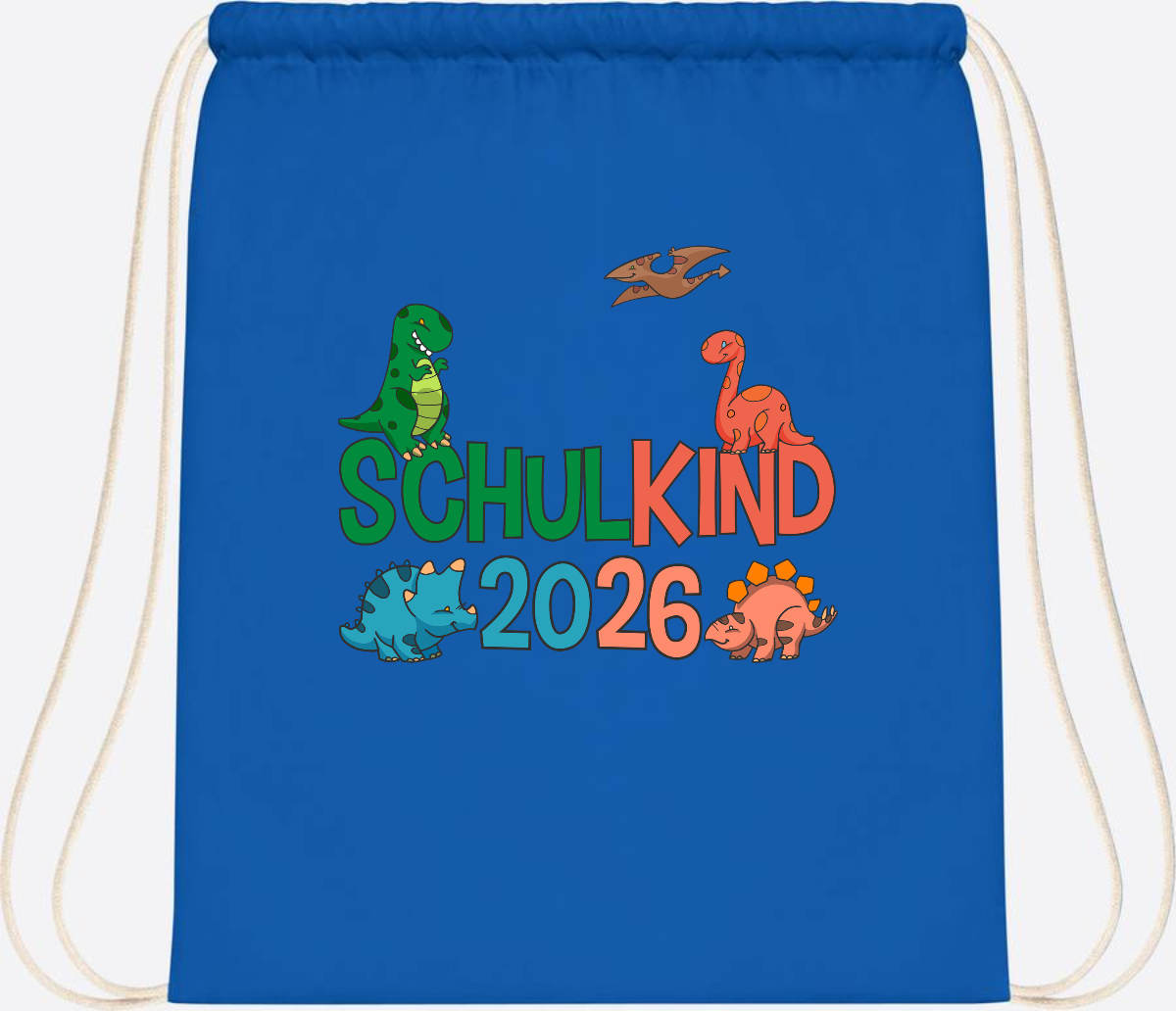 Turnbeutel Schulkind 2026 Dino – Geschenk zur Einschulung - Sapphire Blue