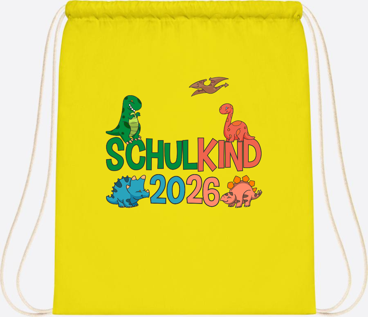 Turnbeutel Schulkind 2026 Dino – Geschenk zur Einschulung - Yellow