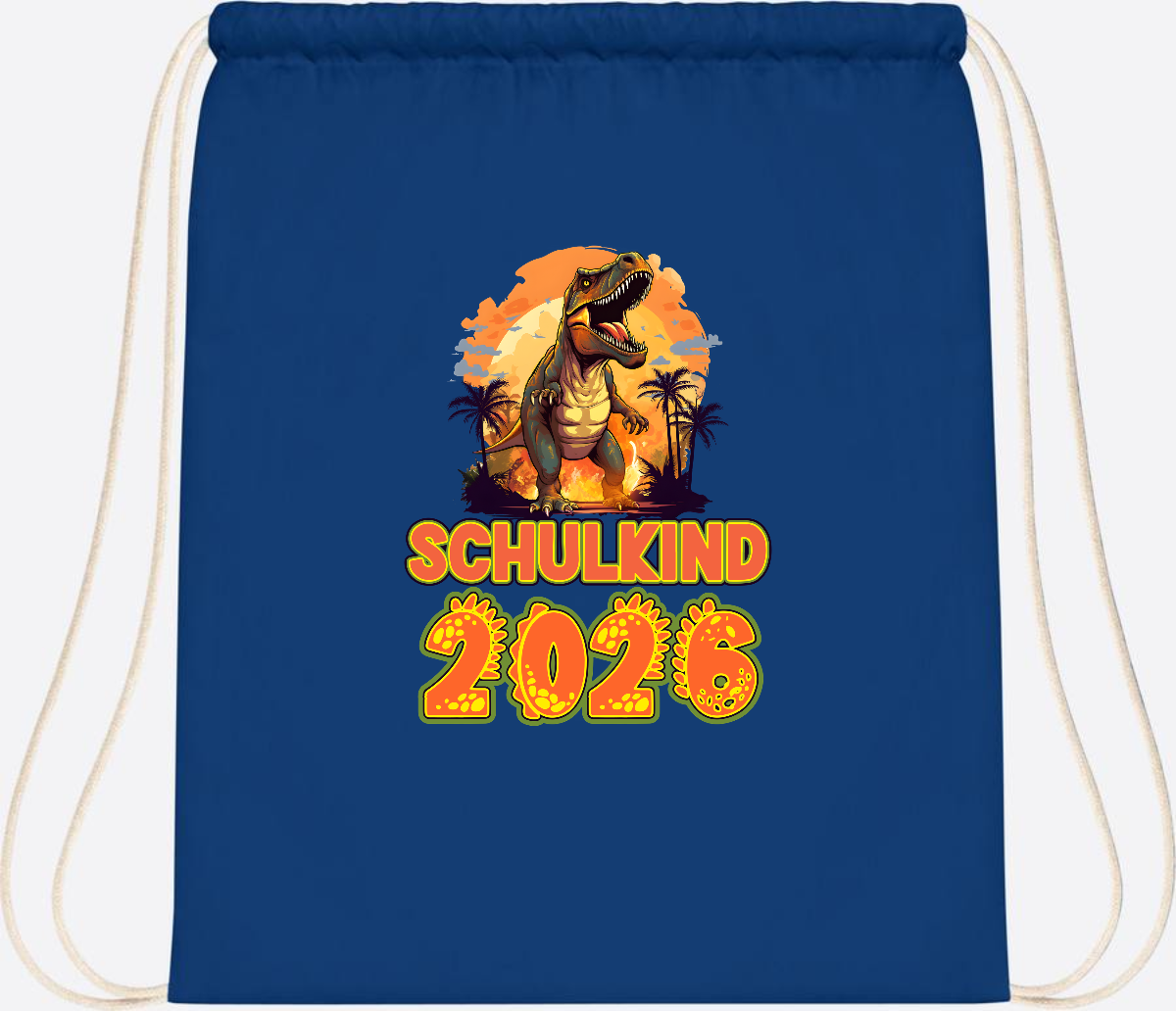 Turnbeutel Schulkind 2026 Dino mit Namen personalisiert - Bright Royal