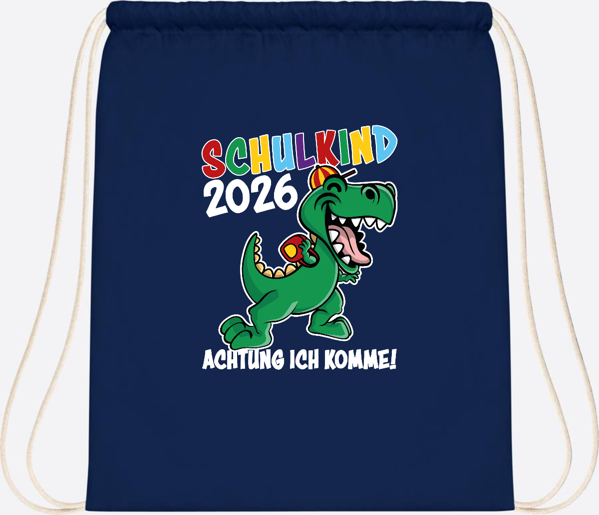 Turnbeutel Schulkind 2026 Dino – Personalisiert mit Name - French Navy