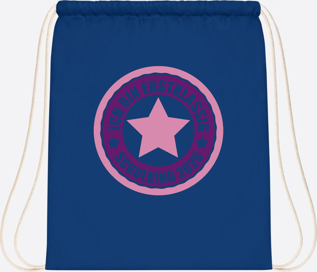 Turnbeutel Schulkind 2026: Erstklassig in Rosa mit Name - Bright Royal