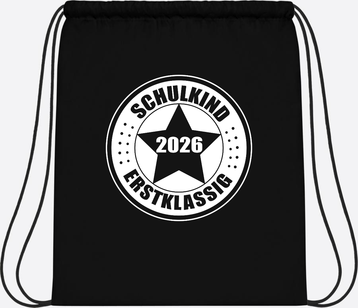 Turnbeutel Schulkind 2026 Erstklassig mit Namen zur Einschulung - Black/Black