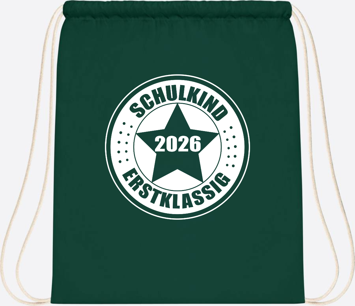 Turnbeutel Schulkind 2026 Erstklassig mit Namen zur Einschulung - Bottle Green