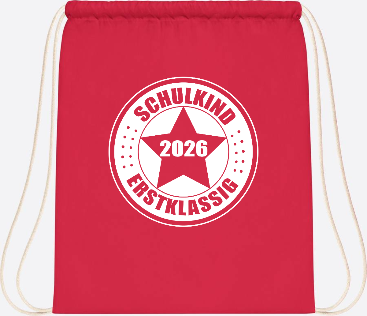 Turnbeutel Schulkind 2026 Erstklassig mit Namen zur Einschulung - Bright Red