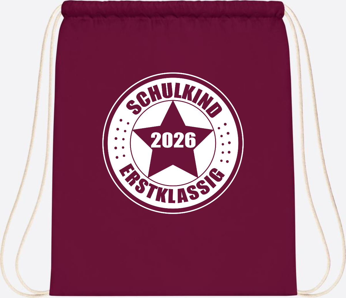 Turnbeutel Schulkind 2026 Erstklassig mit Namen zur Einschulung - Burgundy