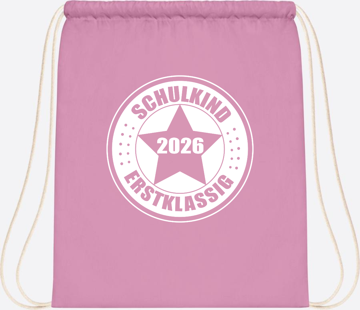 Turnbeutel Schulkind 2026 Erstklassig mit Namen zur Einschulung - Classic Pink/White