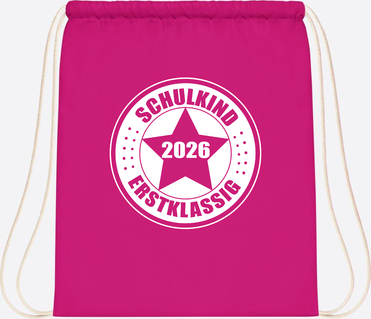 Turnbeutel Schulkind 2026 Erstklassig mit Namen zur Einschulung - Fuchsia