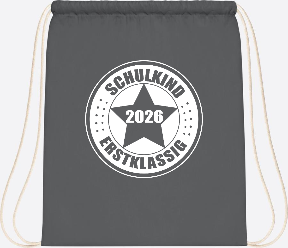 Turnbeutel Schulkind 2026 Erstklassig mit Namen zur Einschulung - Graphite Grey