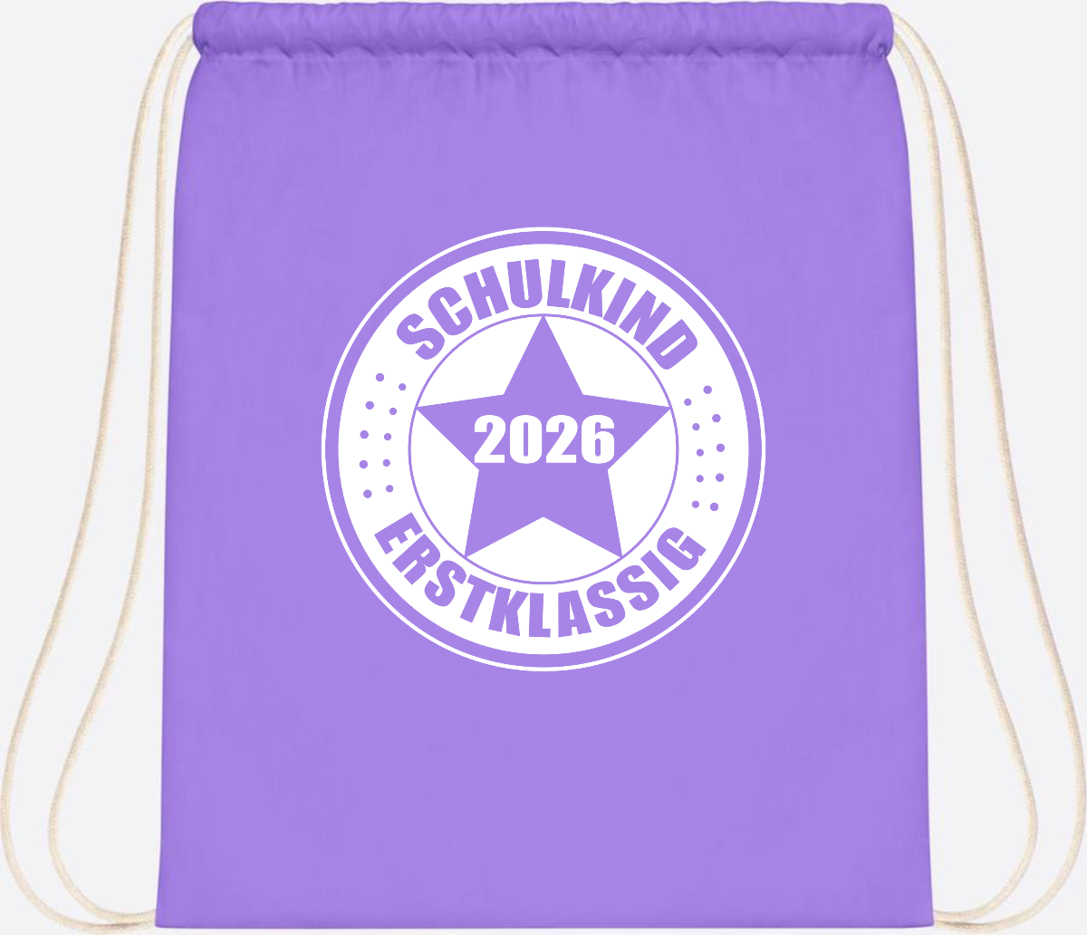 Turnbeutel Schulkind 2026 Erstklassig mit Namen zur Einschulung - Lavender/White