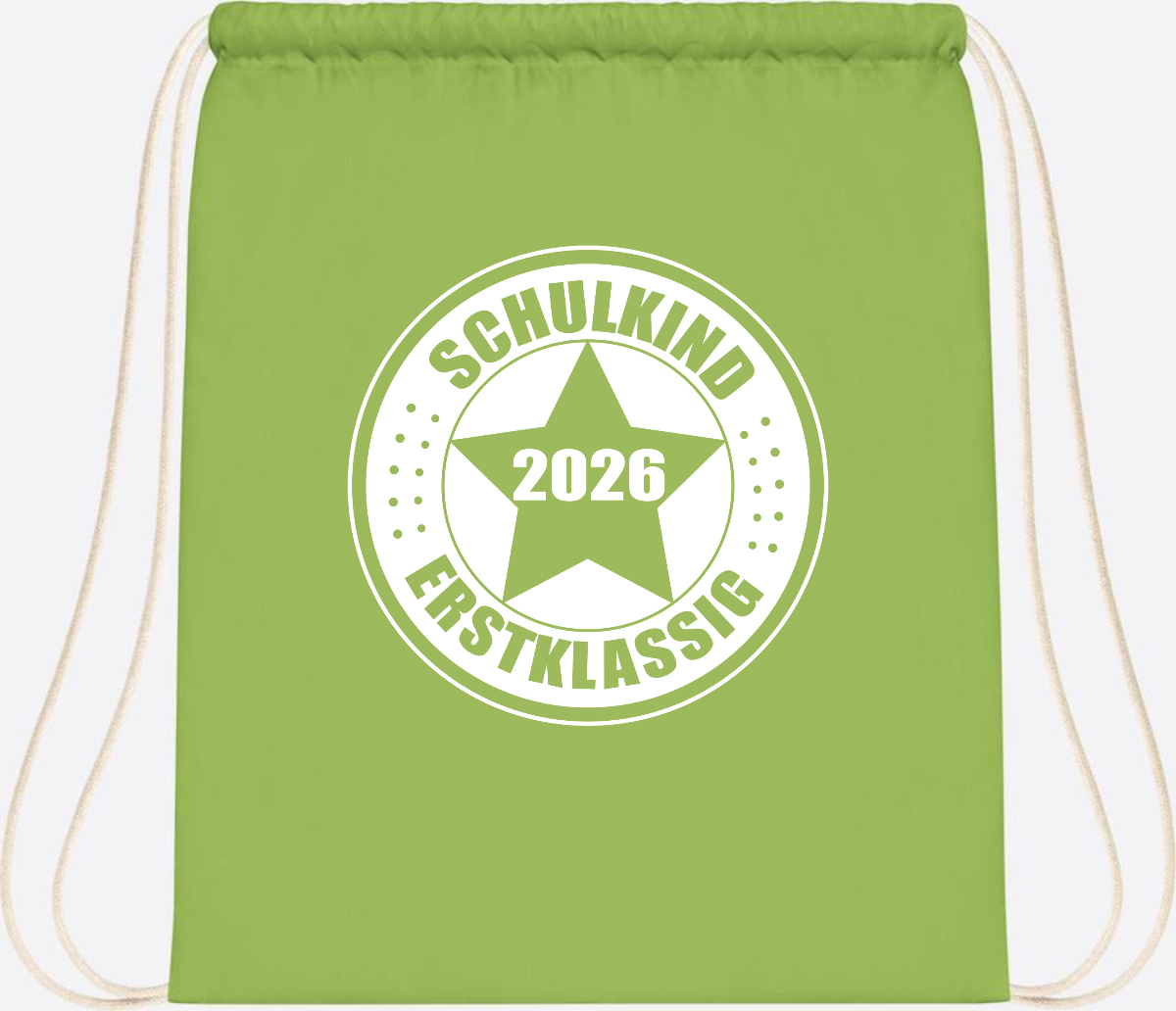 Turnbeutel Schulkind 2026 Erstklassig mit Namen zur Einschulung - Lime Green