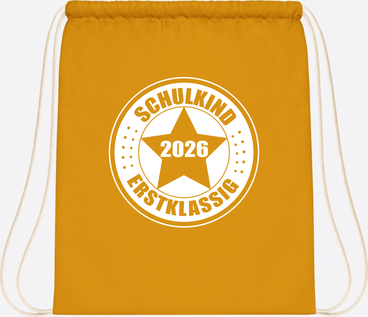 Turnbeutel Schulkind 2026 Erstklassig mit Namen zur Einschulung - Mustard