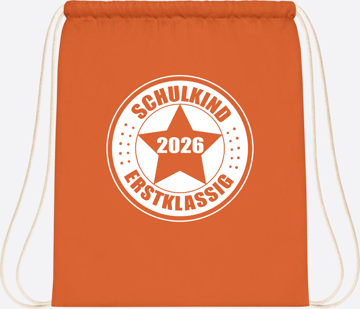 Turnbeutel Schulkind 2026 Erstklassig mit Namen zur Einschulung - Orange