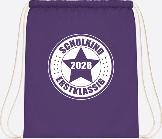 Turnbeutel Schulkind 2026 Erstklassig mit Namen zur Einschulung - Purple