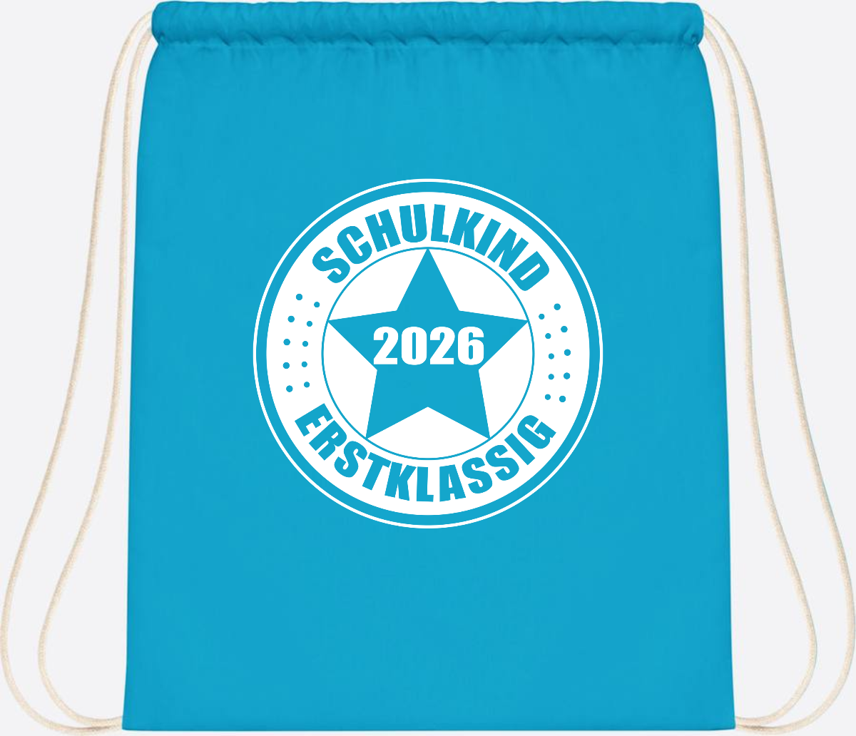 Turnbeutel Schulkind 2026 Erstklassig mit Namen zur Einschulung - Surf Blue