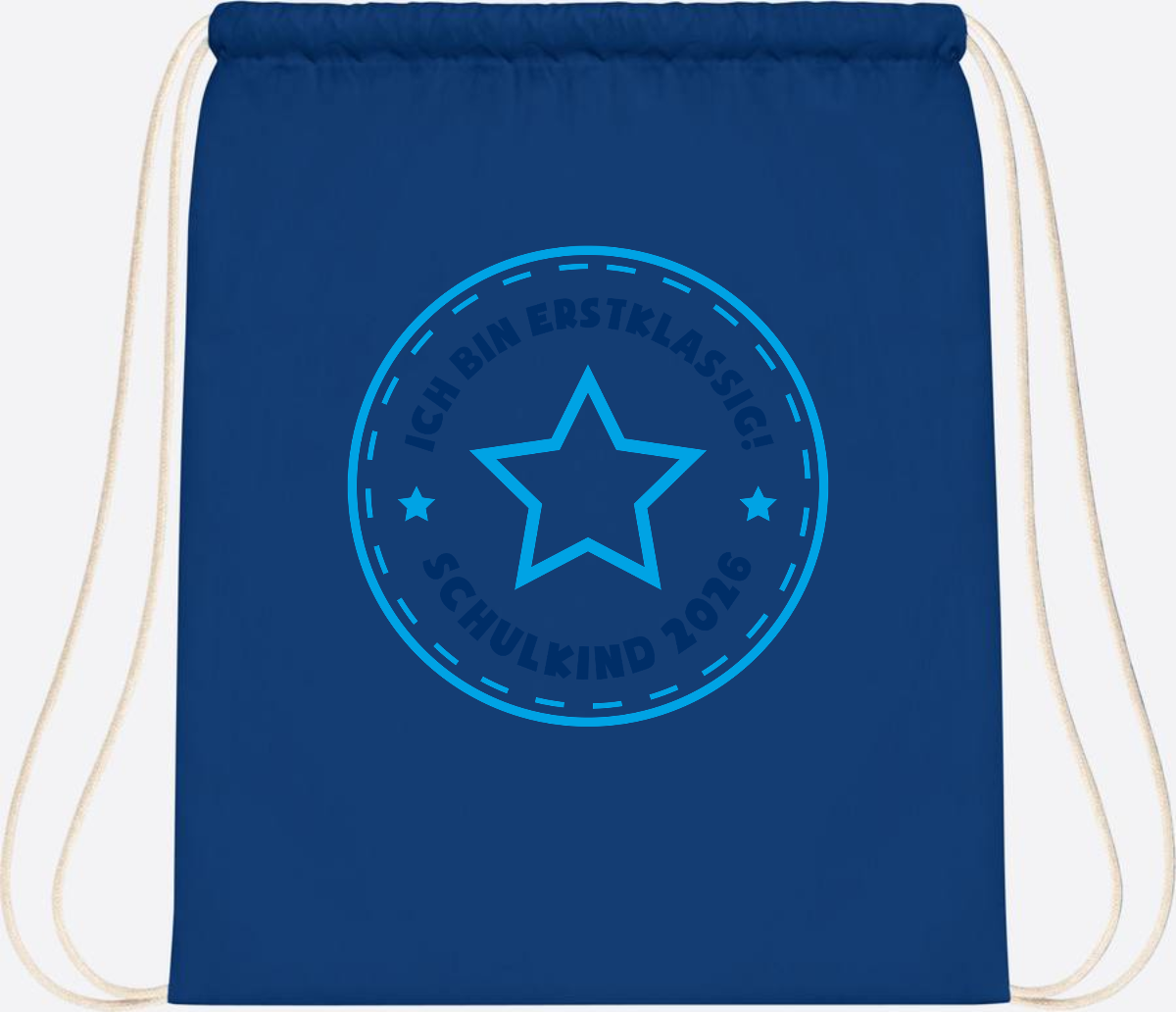 Turnbeutel Schulkind 2026 – Erstklassig Stern Blau - Bright Royal
