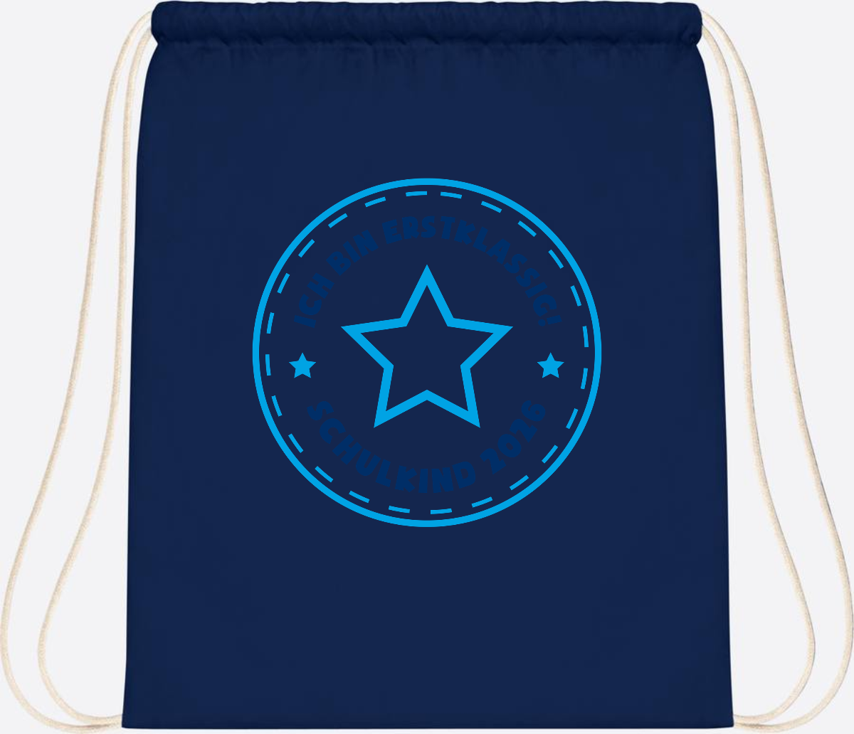 Turnbeutel Schulkind 2026 – Erstklassig Stern Blau - French Navy