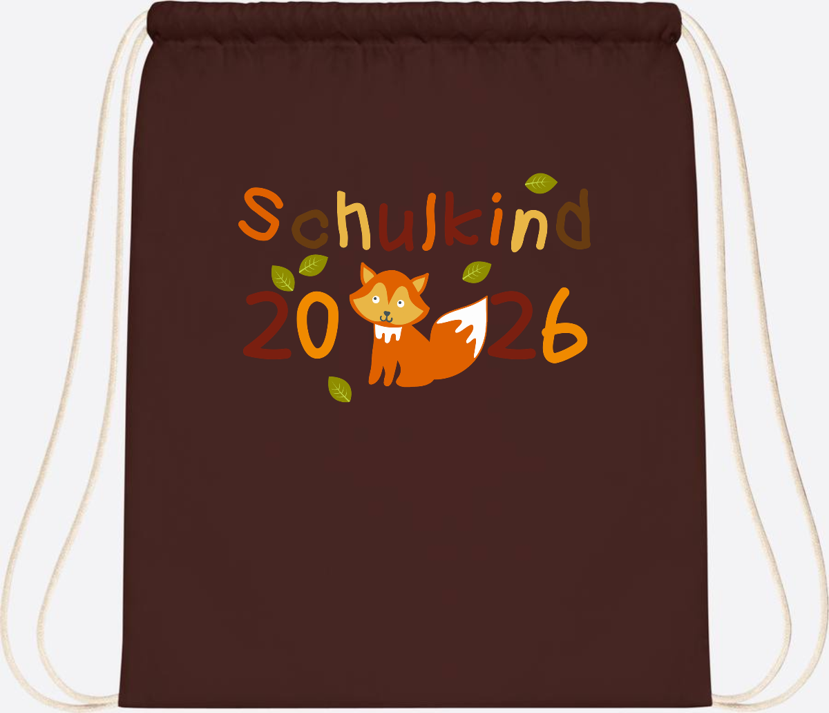 Turnbeutel Schulkind 2026 Fuchs – Personalisiert mit Name - Chocolate