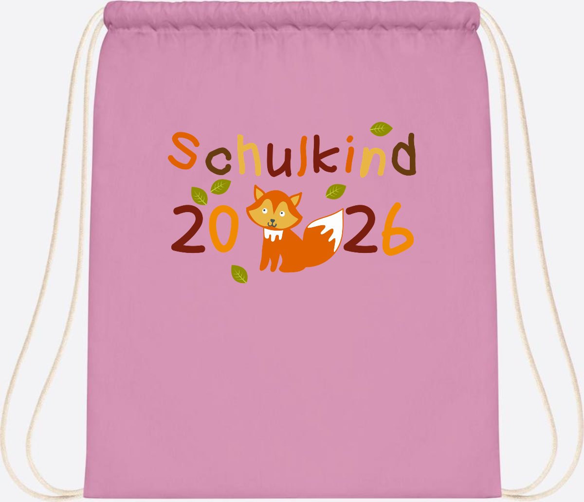 Turnbeutel Schulkind 2026 Fuchs – Personalisiert mit Name - Classic Pink/White