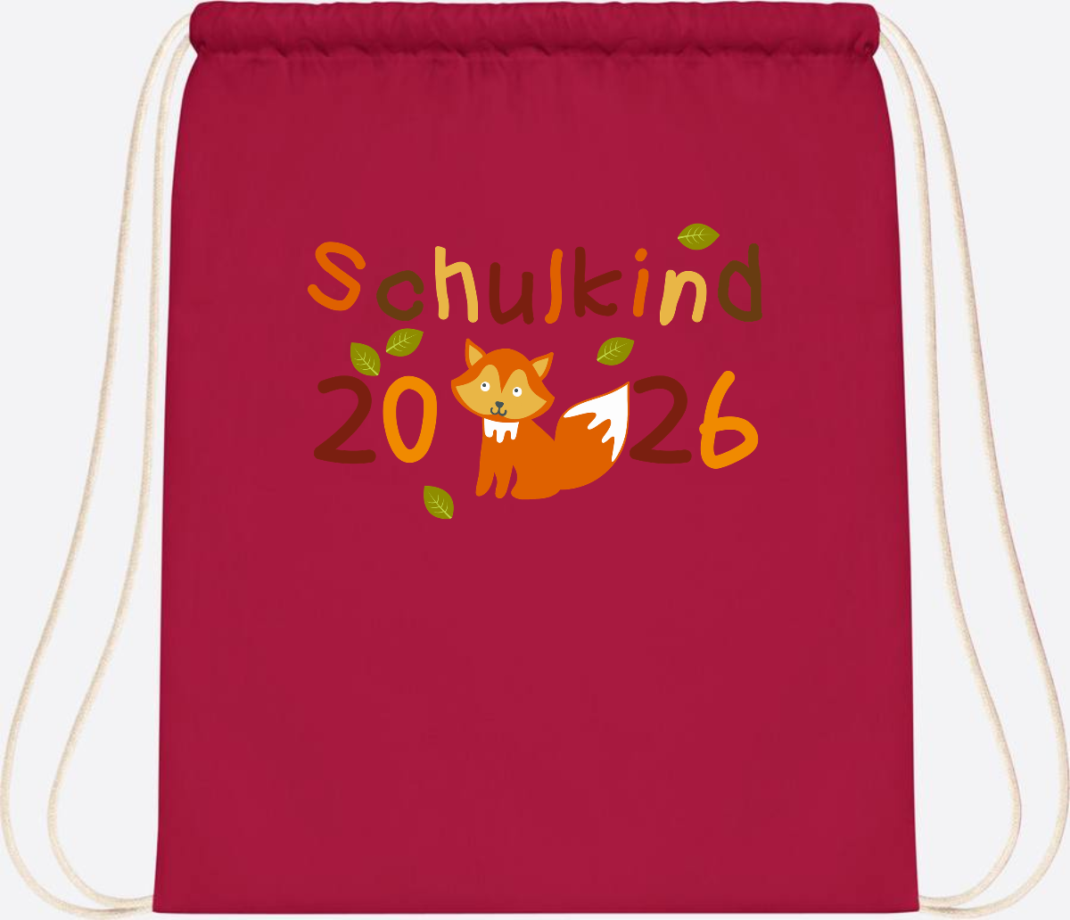 Turnbeutel Schulkind 2026 Fuchs – Personalisiert mit Name - Classic Red