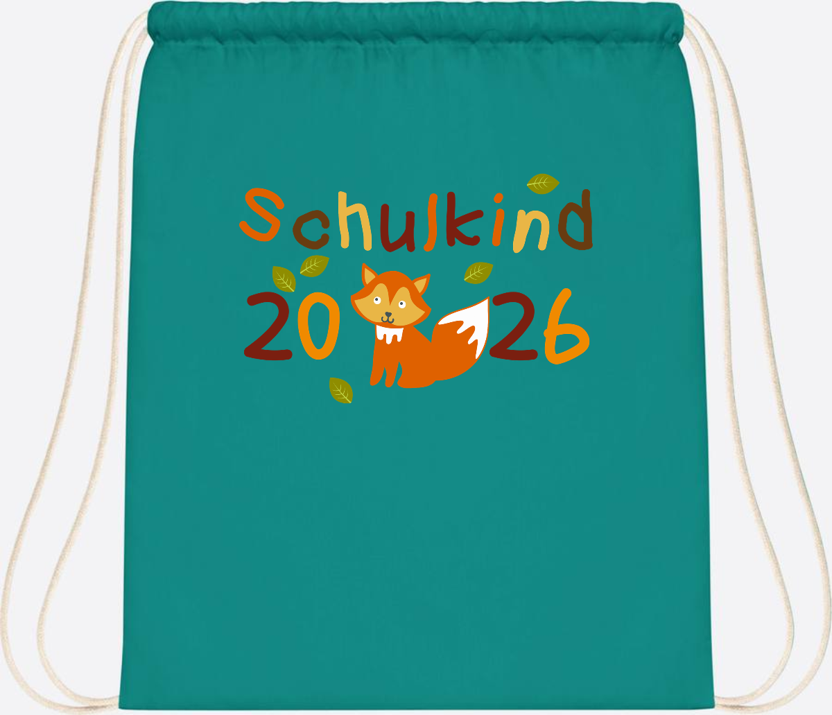 Turnbeutel Schulkind 2026 Fuchs – Personalisiert mit Name - Emerald