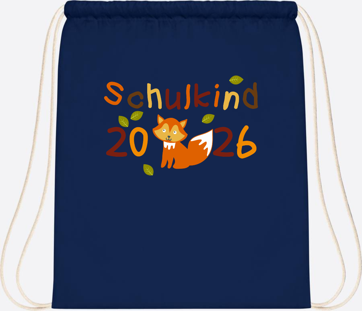Turnbeutel Schulkind 2026 Fuchs – Personalisiert mit Name - French Navy