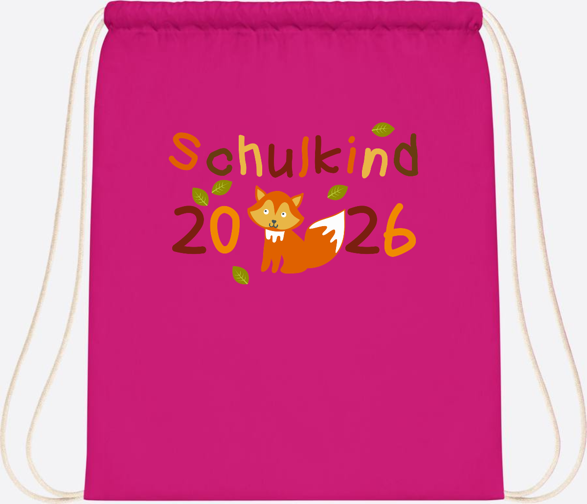 Turnbeutel Schulkind 2026 Fuchs – Personalisiert mit Name - Fuchsia