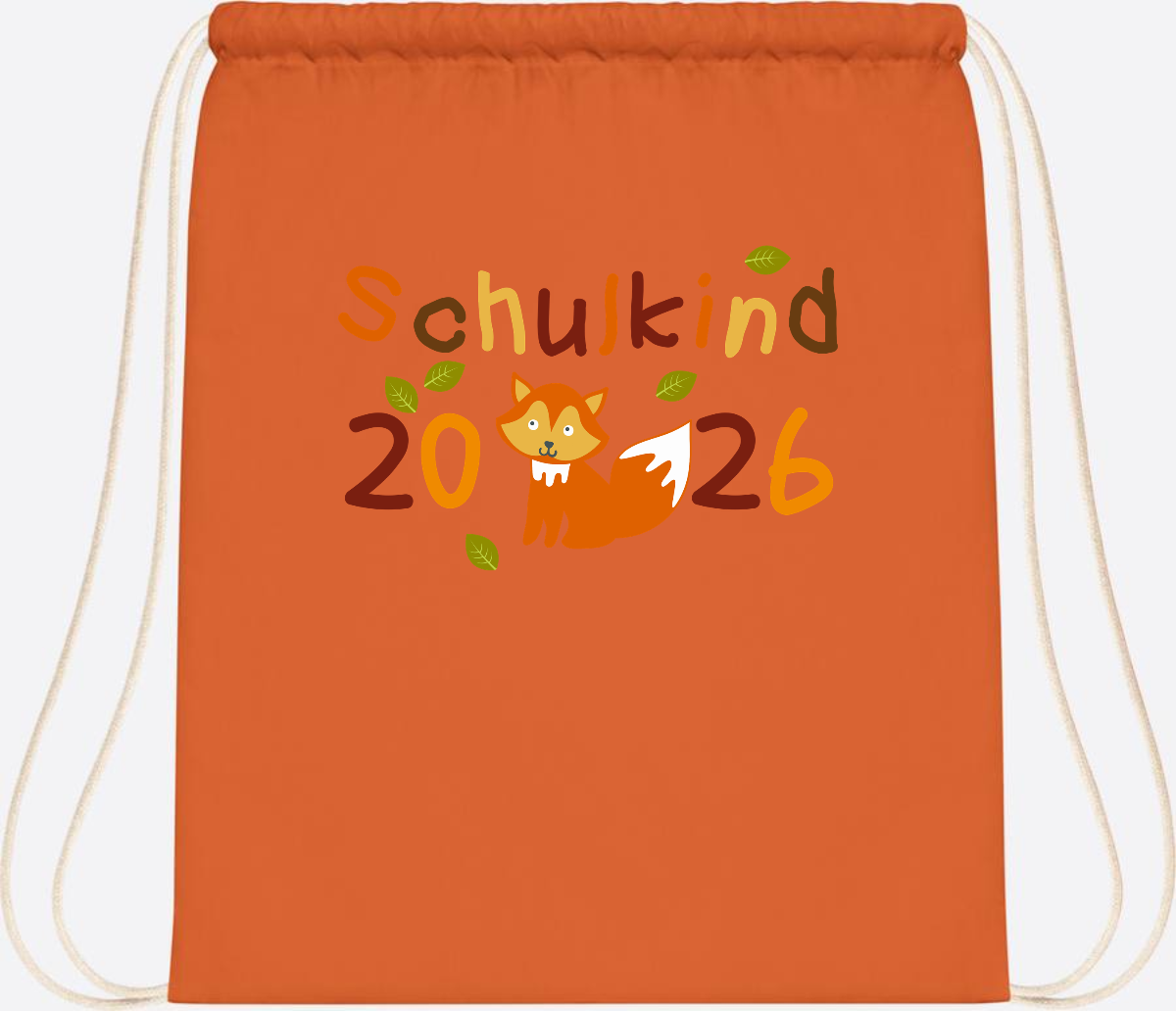 Turnbeutel Schulkind 2026 Fuchs – Personalisiert mit Name - Orange