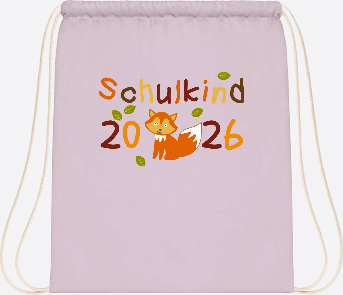 Turnbeutel Schulkind 2026 Fuchs – Personalisiert mit Name - Pastel Pink/White