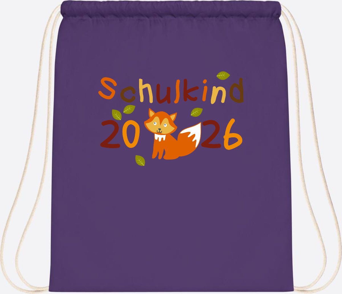 Turnbeutel Schulkind 2026 Fuchs – Personalisiert mit Name - Purple