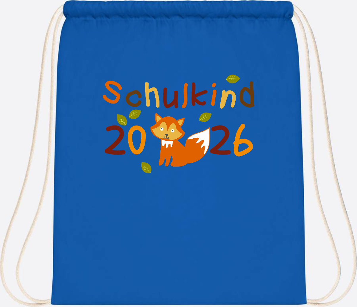 Turnbeutel Schulkind 2026 Fuchs – Personalisiert mit Name - Sapphire Blue