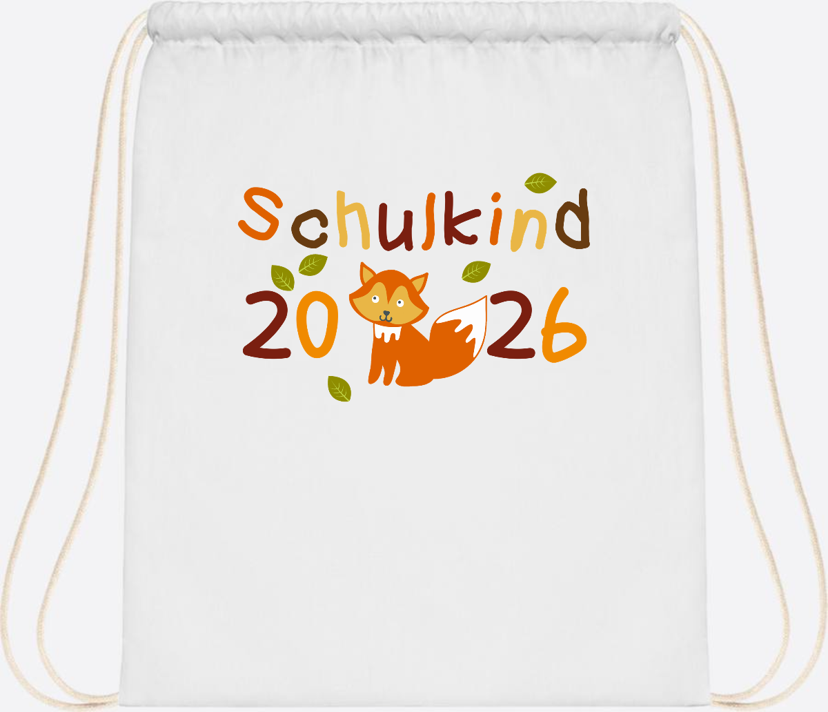 Turnbeutel Schulkind 2026 Fuchs – Personalisiert mit Name - White