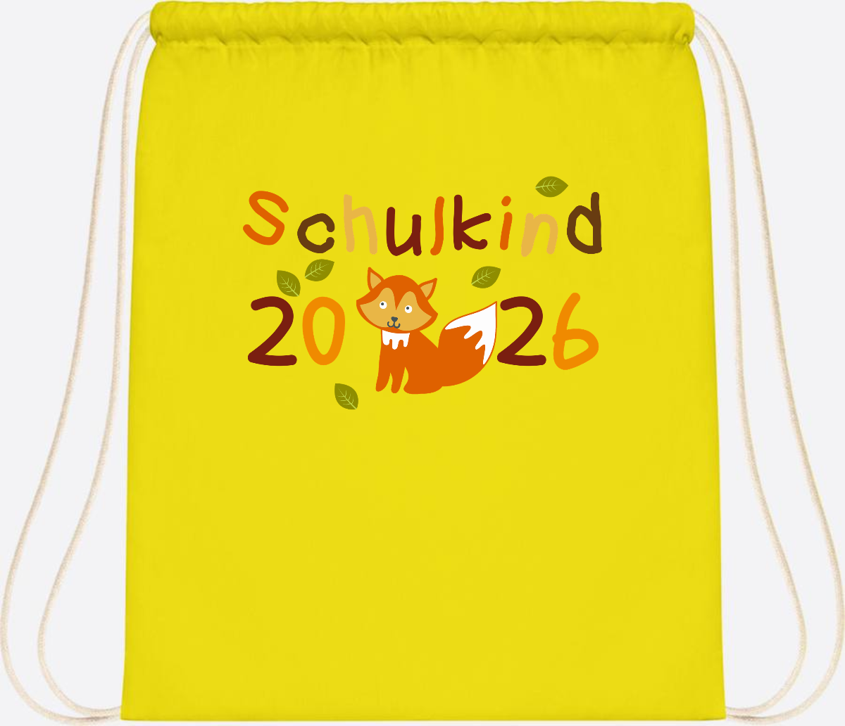 Turnbeutel Schulkind 2026 Fuchs – Personalisiert mit Name - Yellow