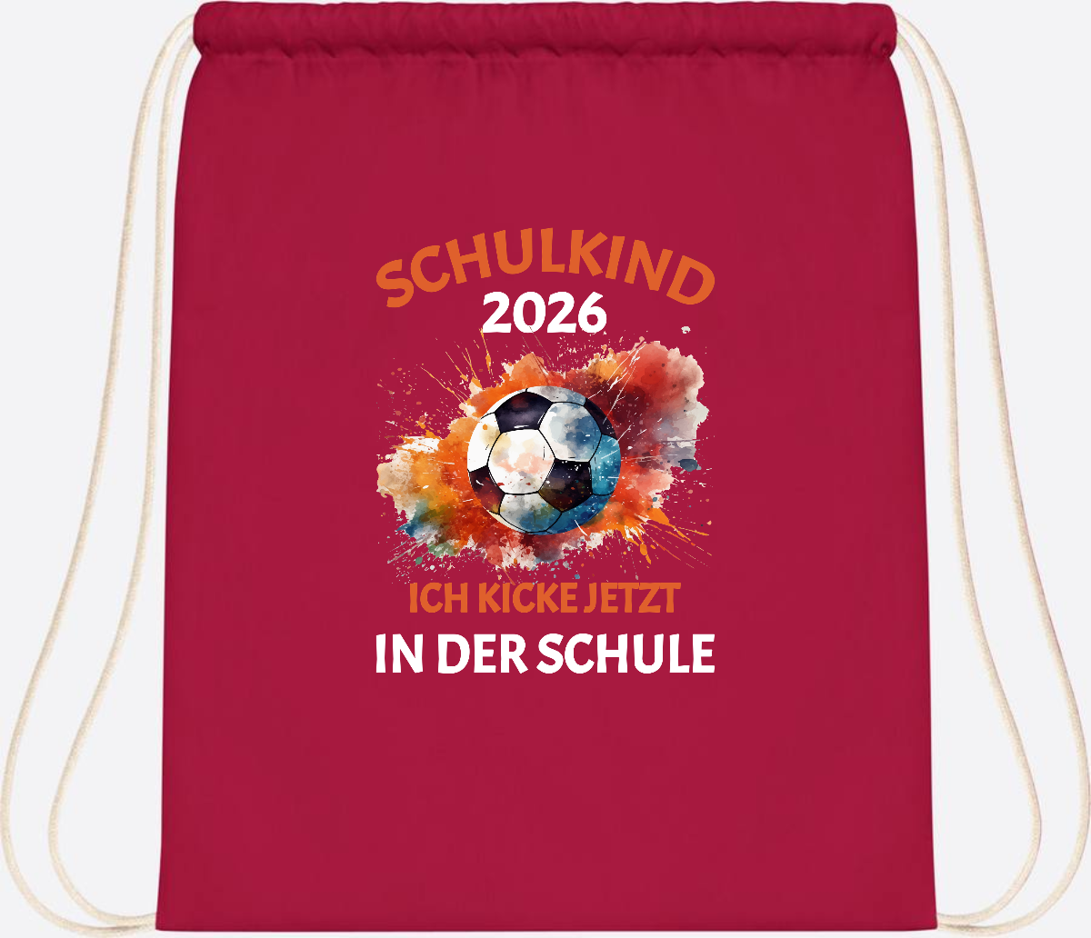 Turnbeutel Schulkind 2026 – Ich kicke jetzt in der Schule - Classic Red