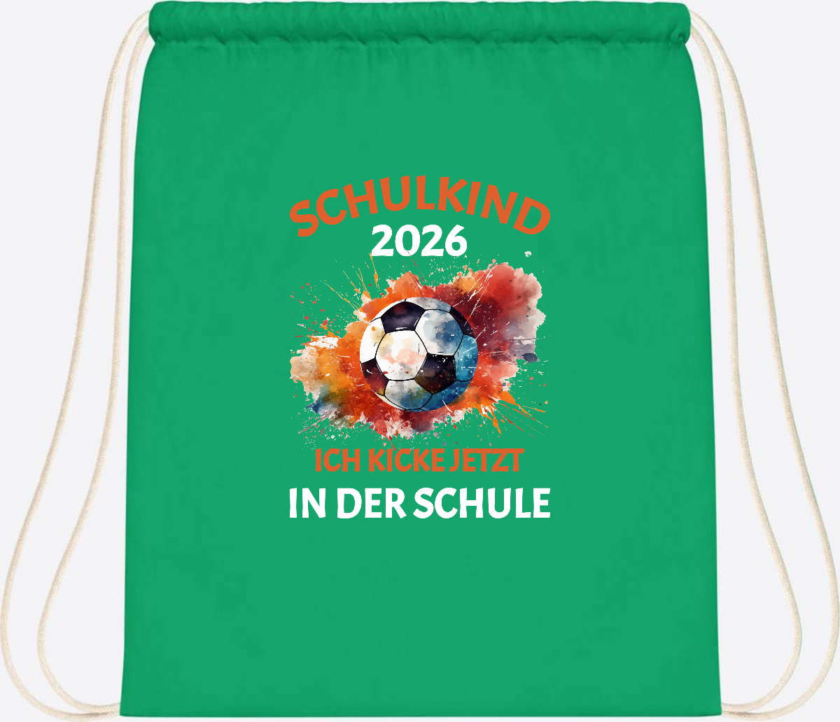 Turnbeutel Schulkind 2026 – Ich kicke jetzt in der Schule - Kelly Green