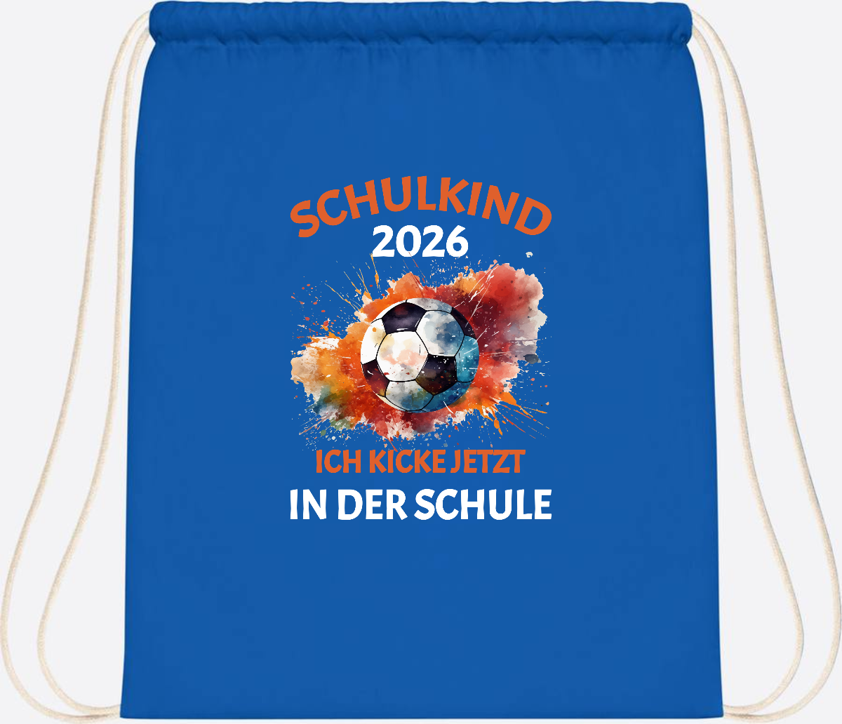 Turnbeutel Schulkind 2026 – Ich kicke jetzt in der Schule - Sapphire Blue