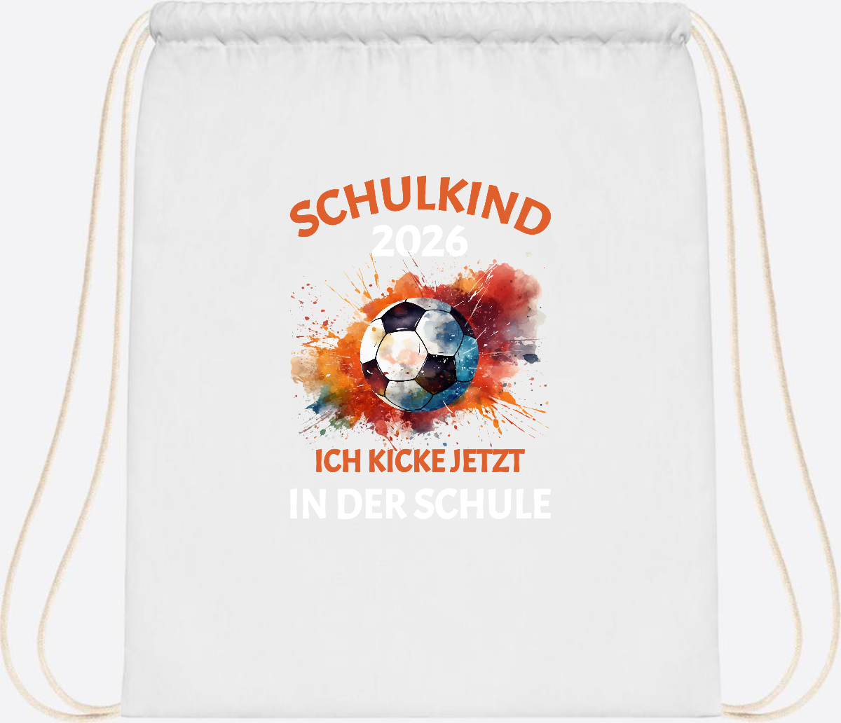 Turnbeutel Schulkind 2026 – Ich kicke jetzt in der Schule - White