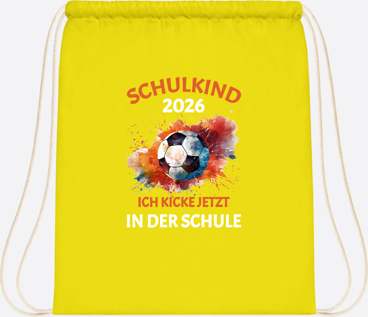 Turnbeutel Schulkind 2026 – Ich kicke jetzt in der Schule - Yellow