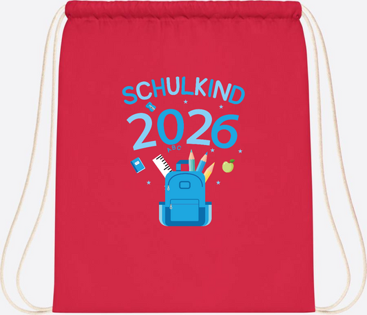 Turnbeutel Schulkind 2026 mit Namen zur Einschulung - Bright Red